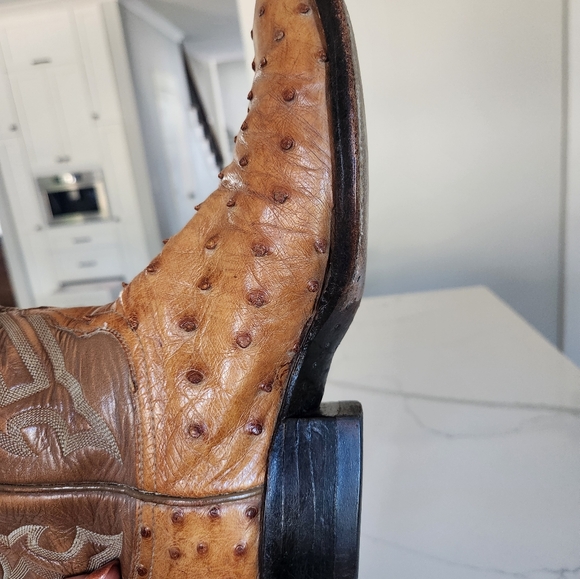 Tony Lama El Rey Collection Vintage Full Quill Ostrich Boots Brown/Tan Size 8.5D - Picture 6 of 16